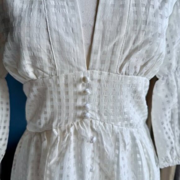 White 3/4 Puff Sleeve Maxi Dress - Picture 5 of 15